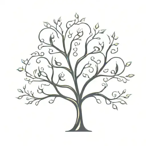 Abstract Family Tree With Intertwined Branches Representing The Bond Between Three Sisters
