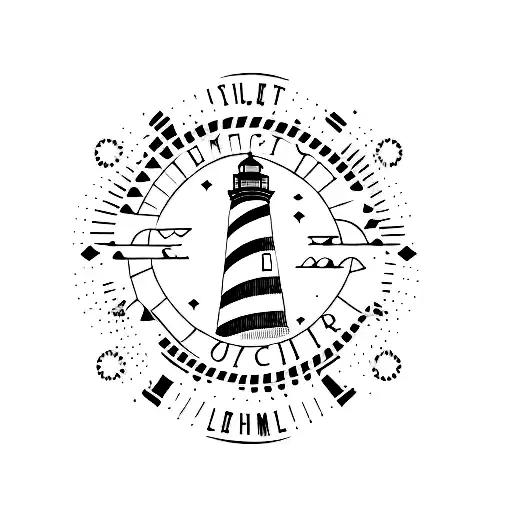 Lighthouse Silhouette With Family Members' Initials