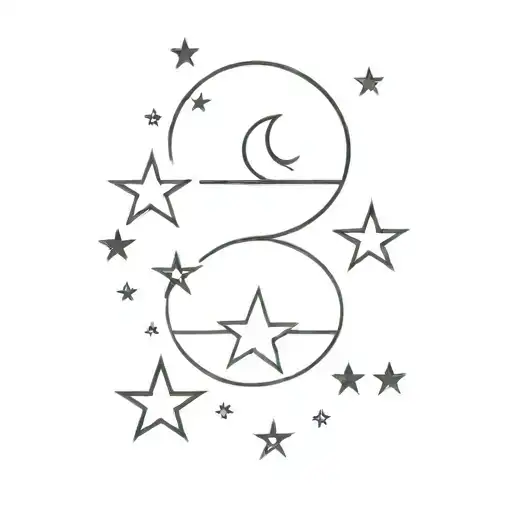 Moon Phases With Three Stars Very Minimalistic