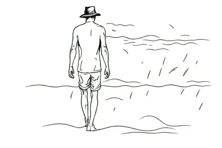 Person Standing In The Ocean In The Rain