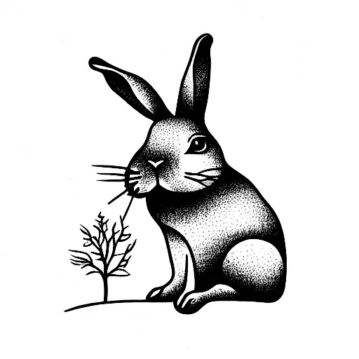 A Rabbit Slouching Under A Ghaf Tree