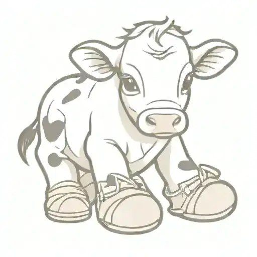 Cute Baby Cow With Cowboy Boots