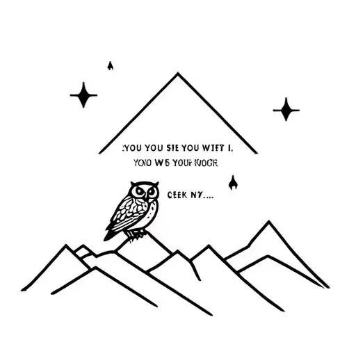 Owl And Mountains Using Geometric Shapes With A Quote