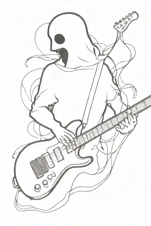Silhouette Of A Ghost Playing Electric Guitar