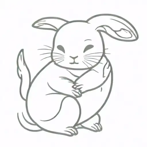 Cute Bunny Hugging Little Otter