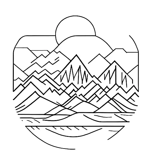 A Minimalist Outline Of The Colorado Mountains With The Denver City Skyline In The Background