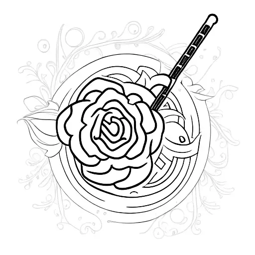 Red Lightsaber With Floral Background