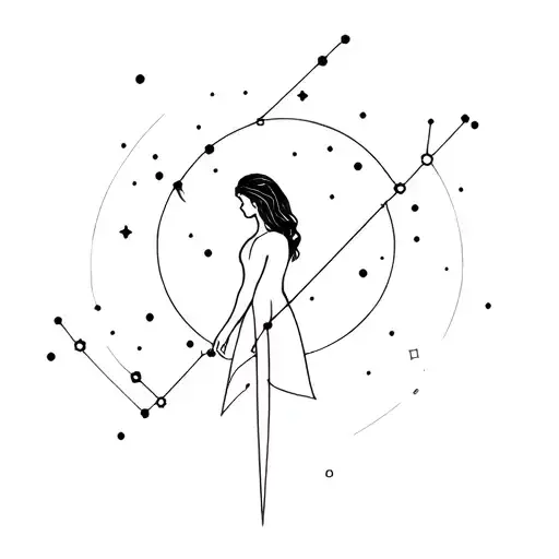 Sagittarius Constellation With A Girl
