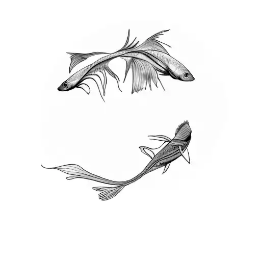 Two Betta Fish On A Black Background