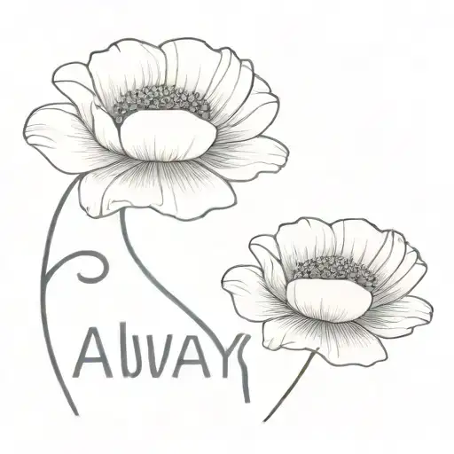 Anemone Flower With The Word Always As The Stem