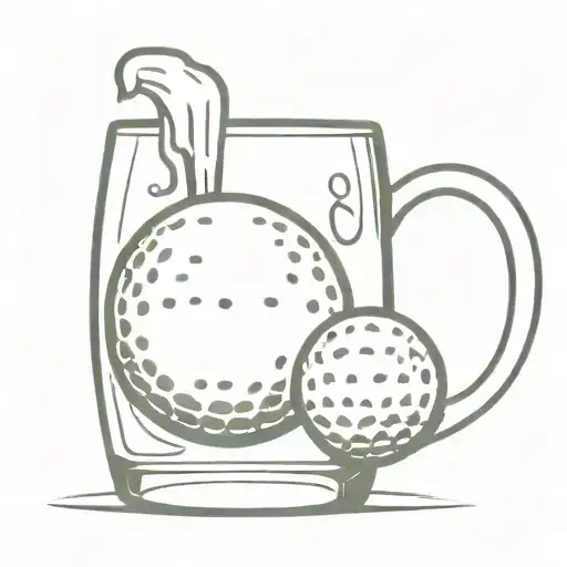A Minimalist Design Of A Golf Ball With A Beer Mug In The Background