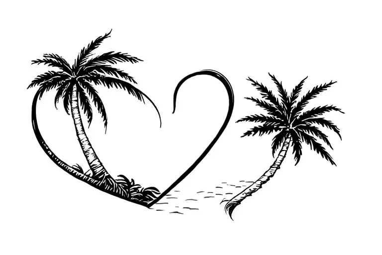 Palm Tree Heart Shape