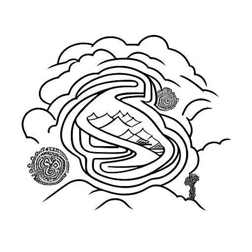 A Serene Landscape Of A Valley With A Winding Road Leading Towards A Meaningful Symbol