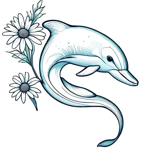 Dolphin And Daisy Flower