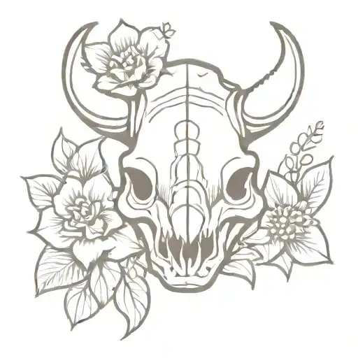 Triceratops Skull Floral