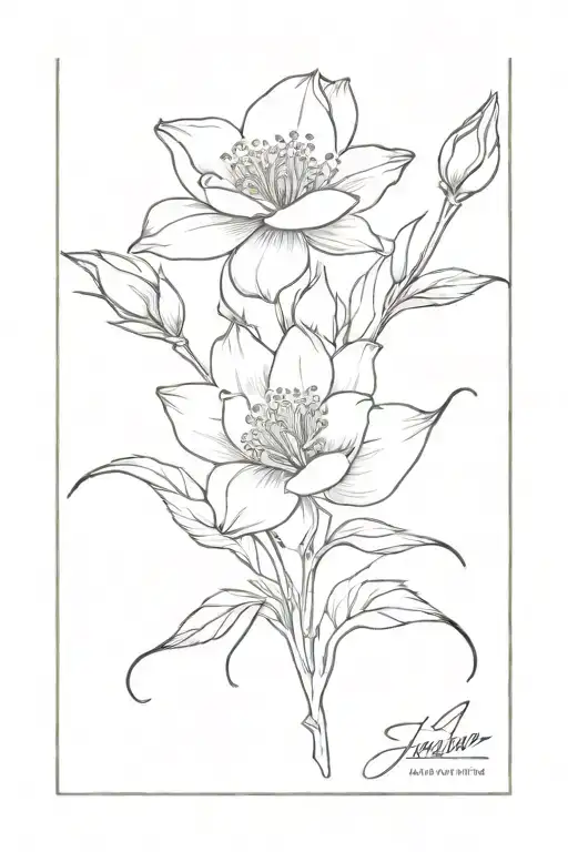 Small And Simple Tattoo With June And February Birth Flower
