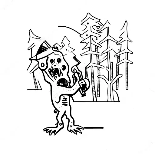 Zombie Beaver With A Knife In A Forest