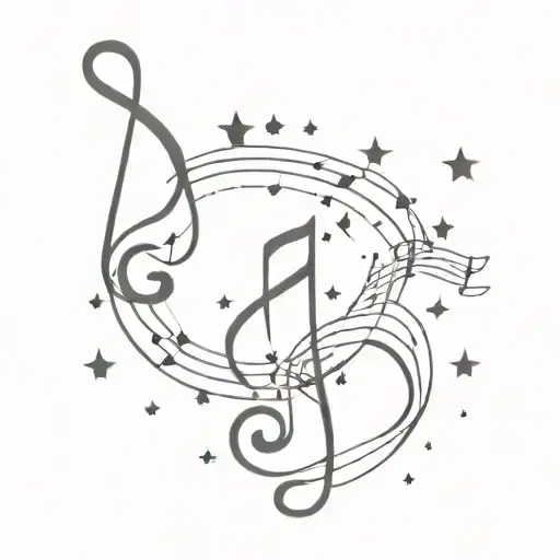 Stars And Music Notes Flowing