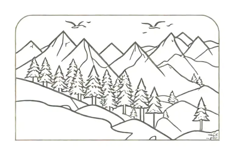 Mountain Scene With Trees