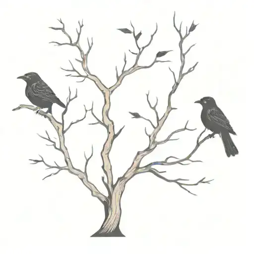 Tree Branches And Black Crows