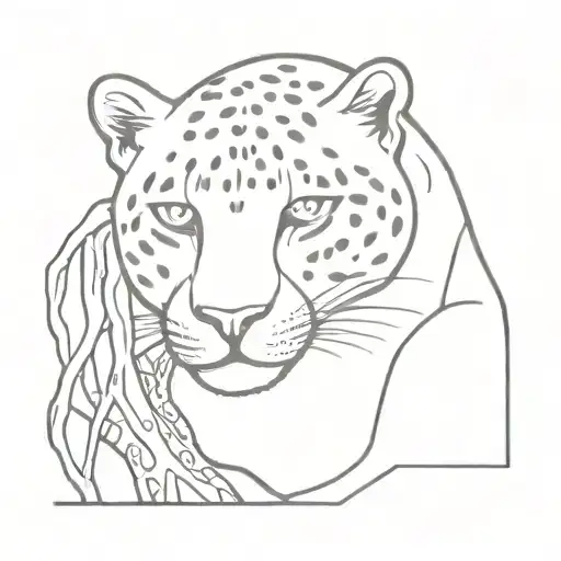 Jaguar Resting In Tree Only Head Surrounded