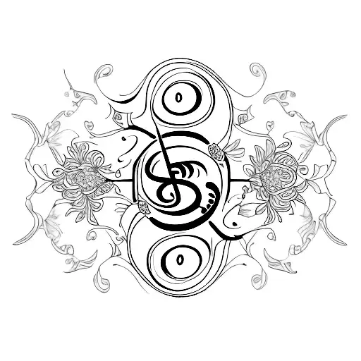 A Bass Clef Intertwined With Intricate Floral Patterns