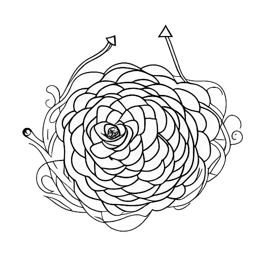 A Minimalist Tattoo Of A Guitar With Roots Growing Into A Vibrant Flower