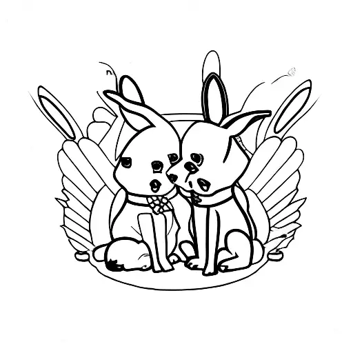 Black German Shepherd And Brown Giant Bunny Doing High Five