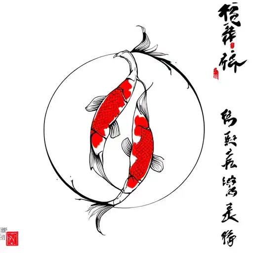 Two Koi Fish Forming A Circle
