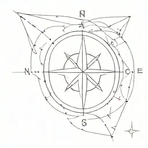 A Minimalist Design Of A Compass Rose With The Initials Of Your Niece Hidden Within The Lines