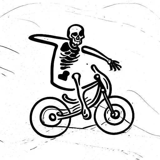 Skeleton Riding A Dirtbike With His Tongue Out