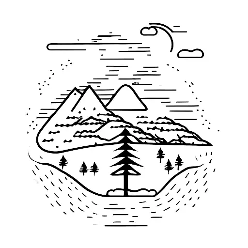 A Minimalist Tattoo Of A Hiking Trail Winding Through The Beautiful Landscapes Of Lebanon