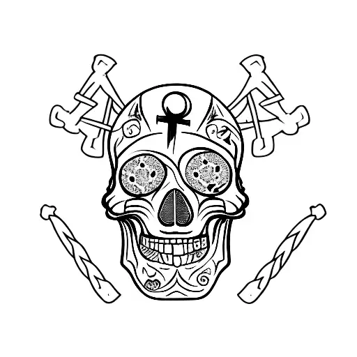 Skull And Crossbones With Pitbull Silhouette