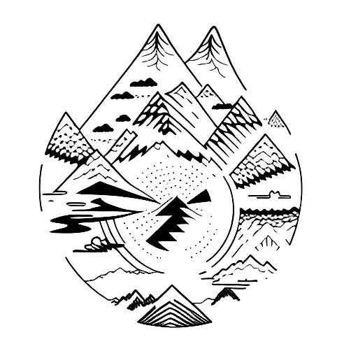 Minimalist Mountains With Inside Of A Circle