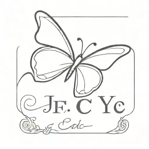 Initial Butterfly With J And C And Y Letters Forming