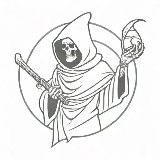 Grim Reaper Holding Hour Glass With Sand