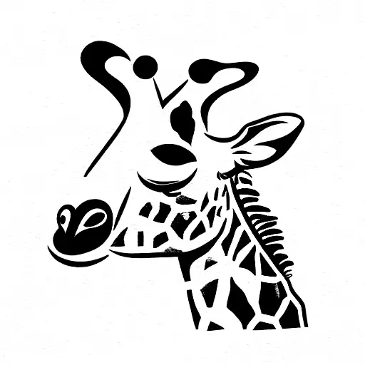 A Bird Sitting On Top Of A Giraffe's Head