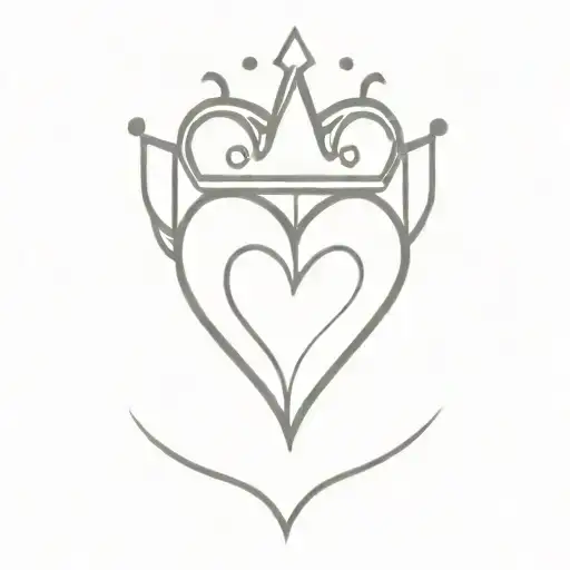 Heart With Crown On Top Half