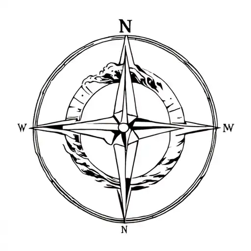 Ocean Wave Crashing In Front Of Compass Rose