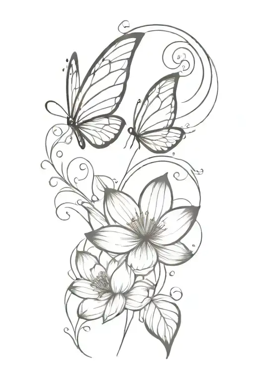 Butterfly Wings And Lotus Flower Blooming