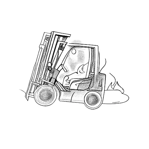 A Forklift With A Fire Comming Out From Its Tires