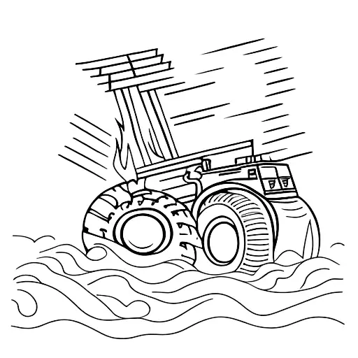 Drifting Forklift With A Fire Comming Out From Its Tires