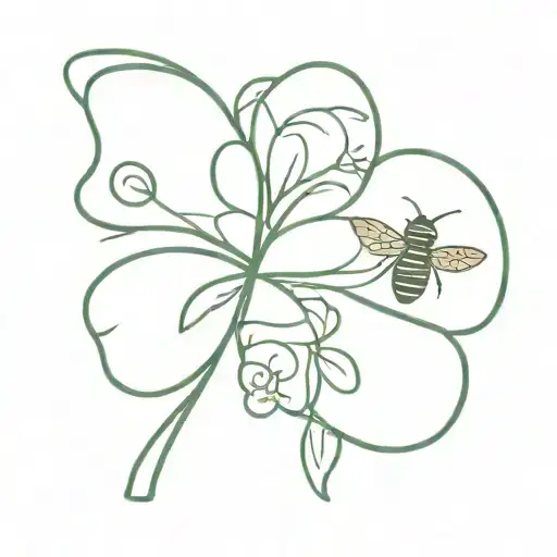 Bee And Four Leaf Clover