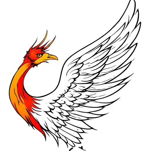Phenix Wing Tattoo With A Little Color