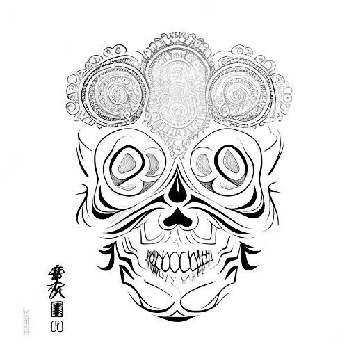 Intricate Calligraphy Design Of A Skull