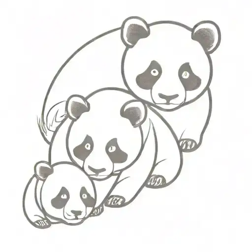 Panda With 3 Baby Pandas