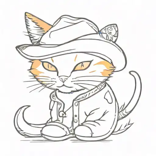 Orange Cat In Cowboy Hat And Boots
