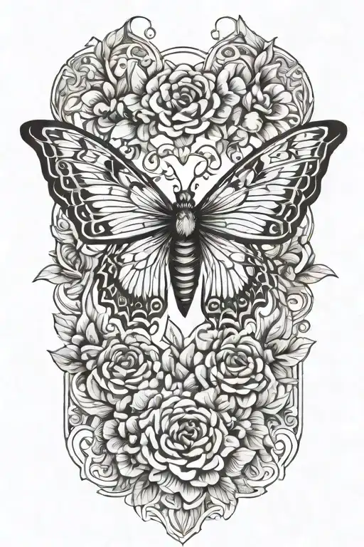 Butterfly With Eagle Eyes Surrounded By Flowers