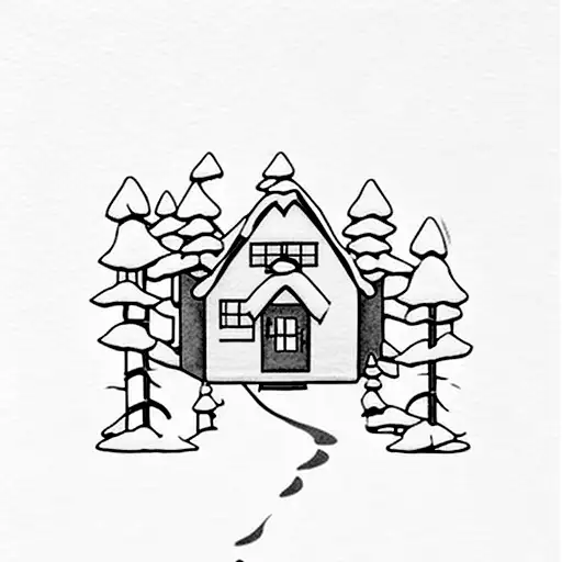 A Cozy Cabin Nestled In The Middle Of A Snowy Forest