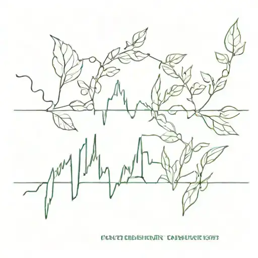 Ekg Line With Leaves Growing